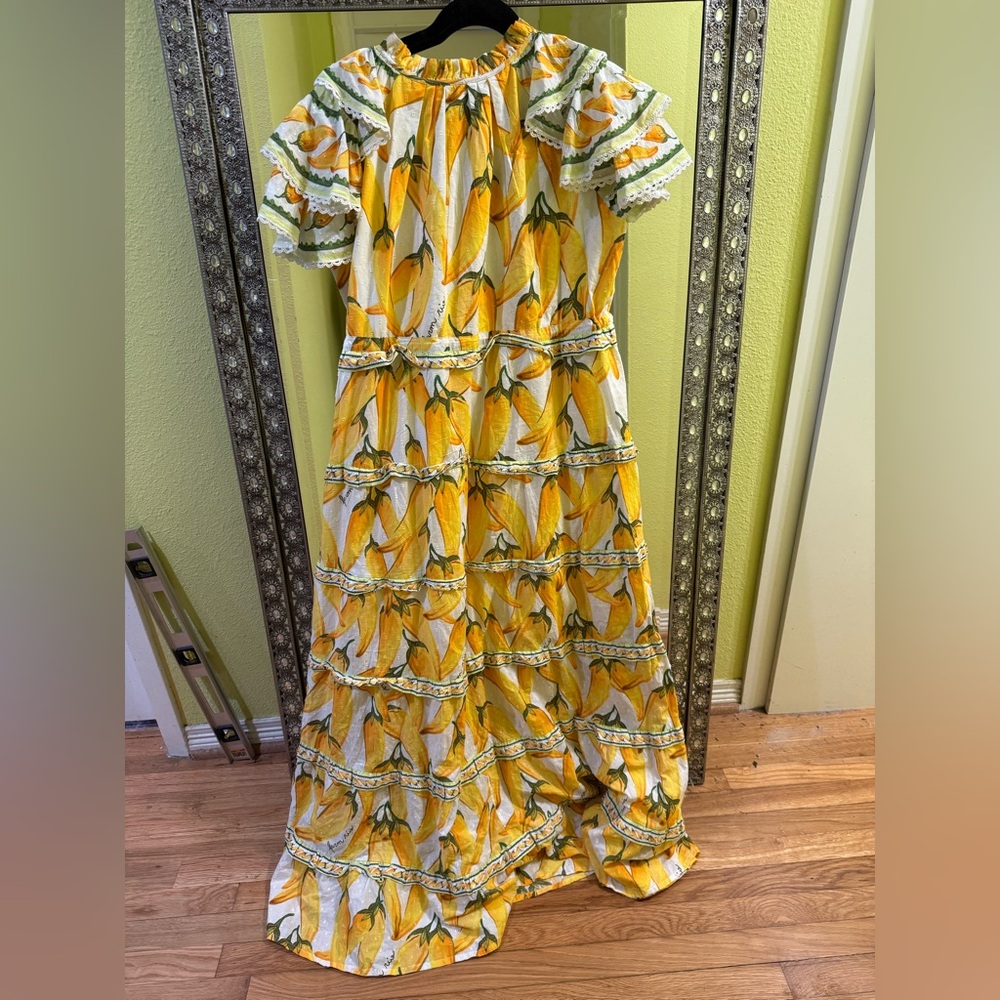 FARM Rio Yellow White Banana Print Maxi Dress - Picture 4 of 5